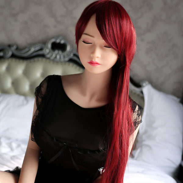 158-58 Sleeping Girl Close Eyes Sexy Love Doll With Red Hair Wife In Sleep 158cm Sex Dolls For Men