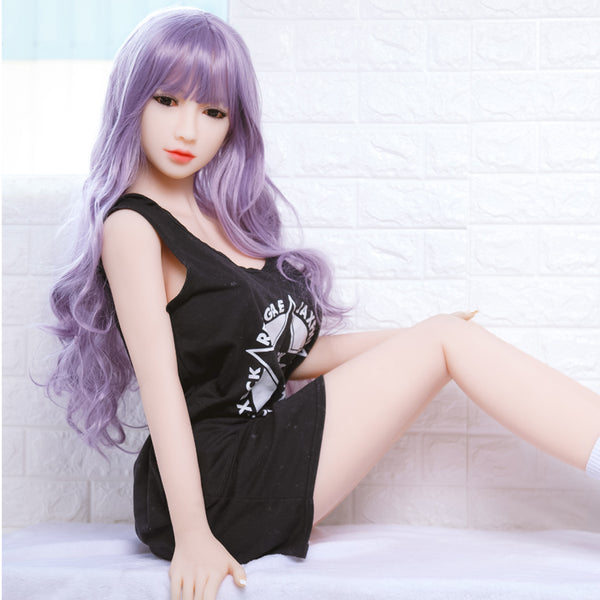 158-81 Japonais Étudiant Mannequin TPE Sexy Poupées Rose violet Cheveux Moyen Poitrine 158 cm Silicone Poupée de Sexe pour Hommes